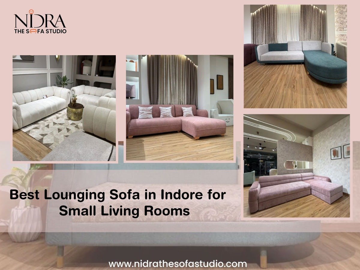 Modern lounging sofa in Indore designed for small living rooms with compact size and comfortable cushioning.