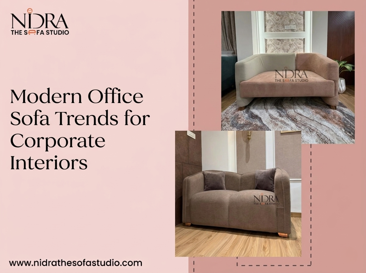 Modern office sofa design for corporate interiors in Indore with stylish and comfortable seating solutions for offices and workspaces.