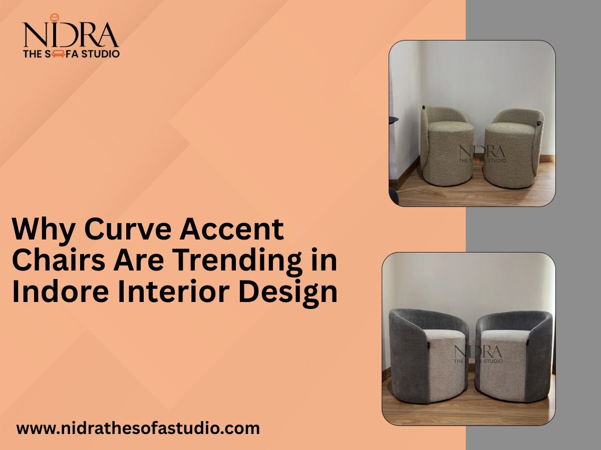 Modern curve accent chairs enhancing stylish living room interior design in Indore home décor