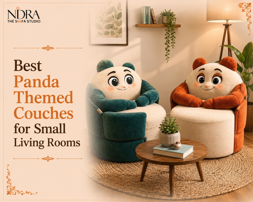 Panda themed couch for small living rooms with cute kids sofa design by Nidra The Sofa Studio