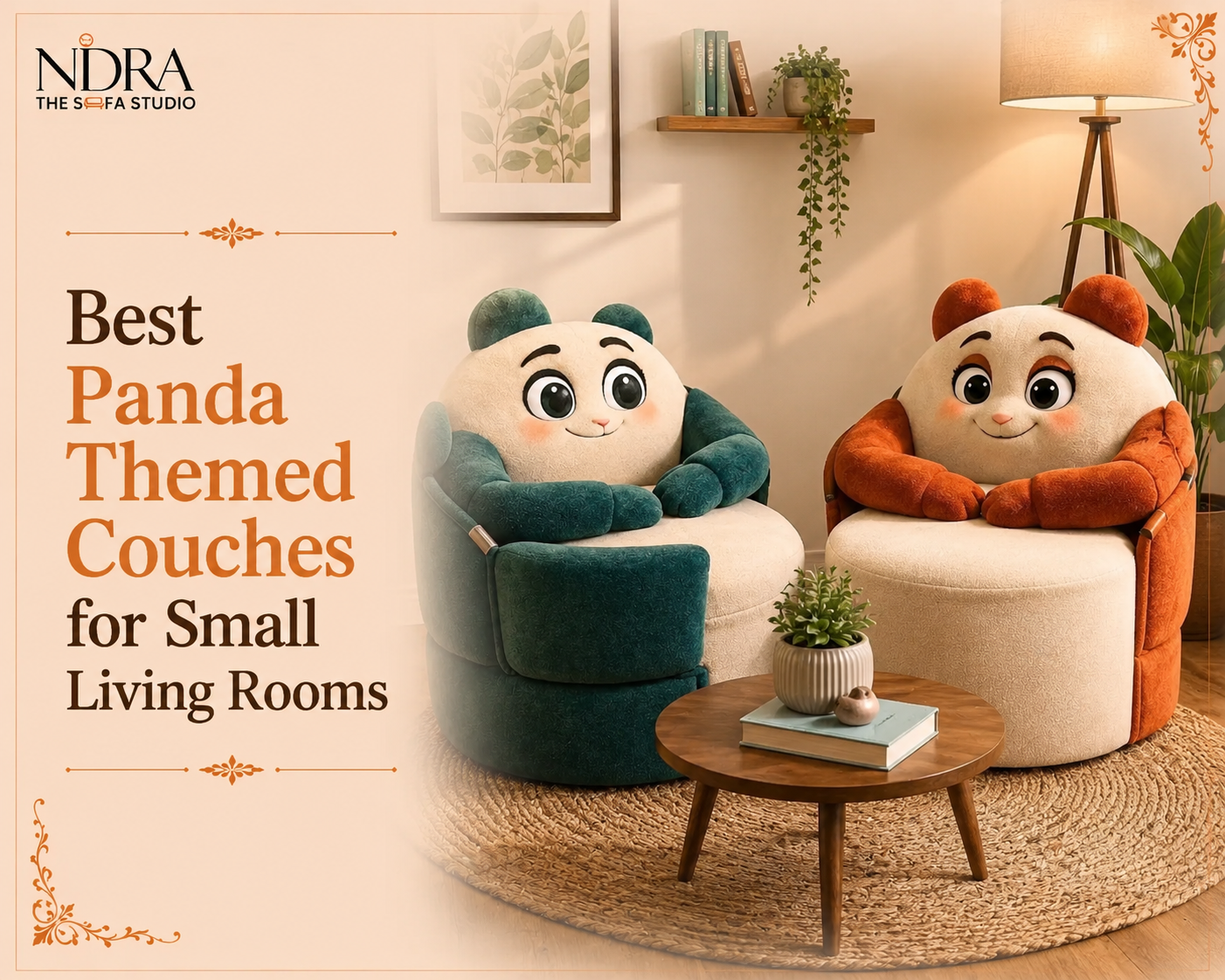 Panda themed couch for small living rooms with cute kids sofa design by Nidra The Sofa Studio