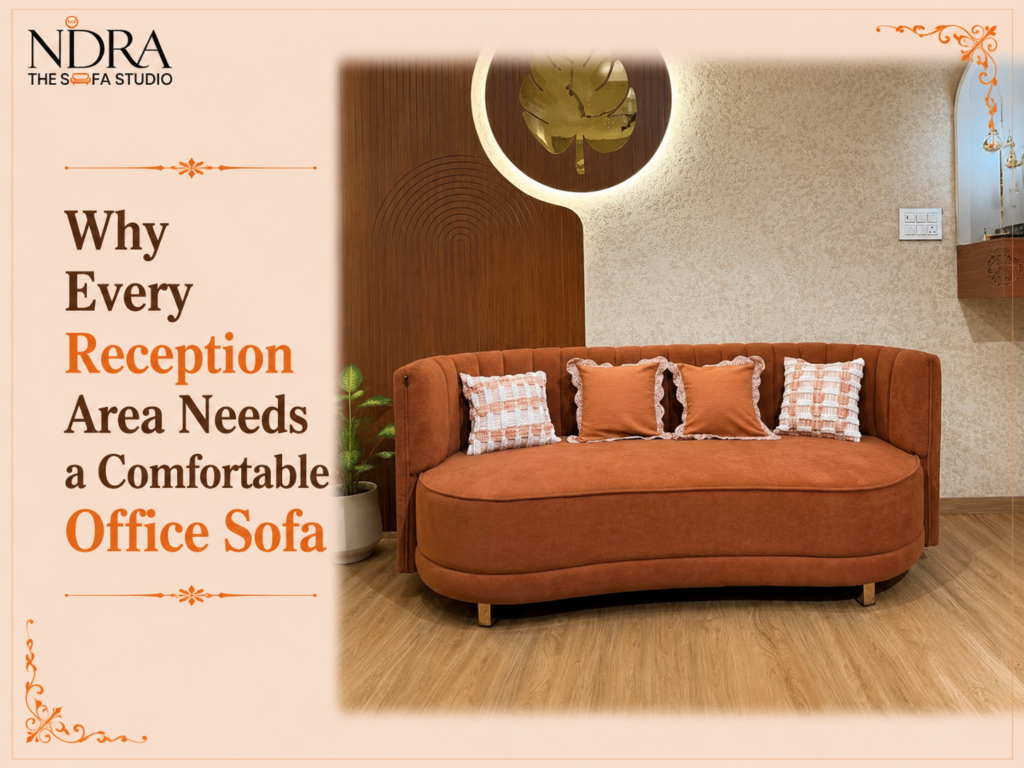 Comfortable office sofa for reception area in Indore by Nidra The Sofa Studio