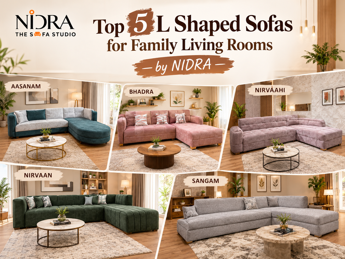 Top 5 L-shaped sofas for family living rooms by NIDRA: The Sofa Studio